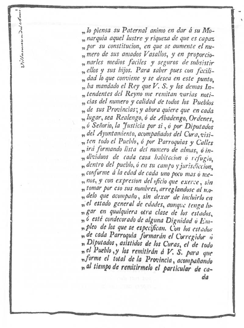 Página 2 del Censo de Floridablanca año 1787