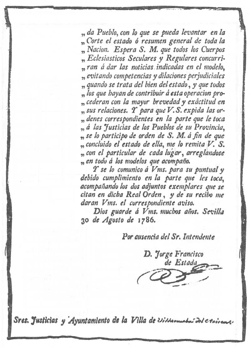 Página 3 del Censo de Floridablanca año 1787