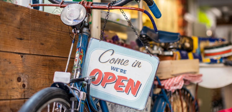 Bicicleta de decoración en una tienda