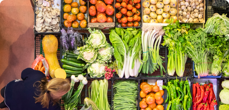 Verduras en el mercado