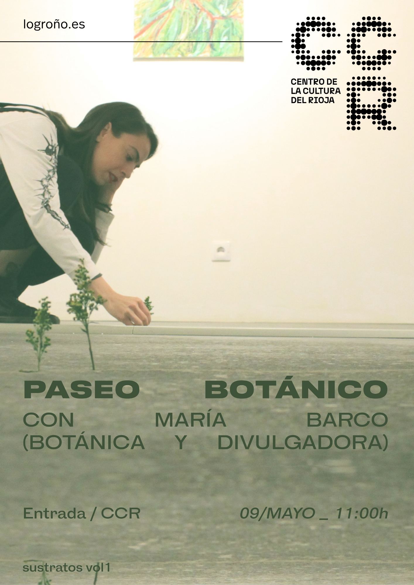 Cartel anunciador Paseo Botánico con María Barco el día 9 de mayo de 2026