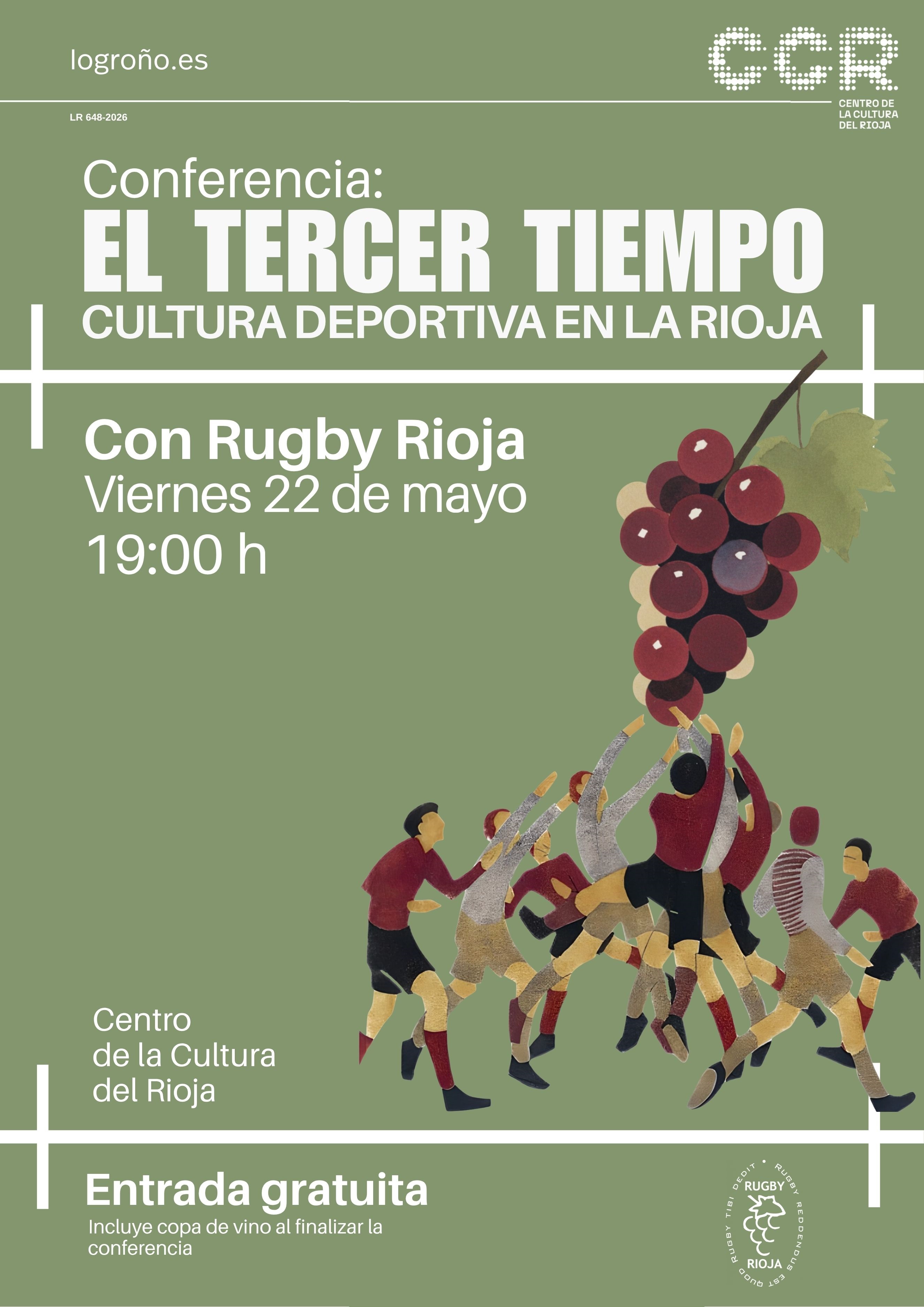 Cartel anunciador de la conferencia el Tercer tiempo: cultura deportiva en La Rioja