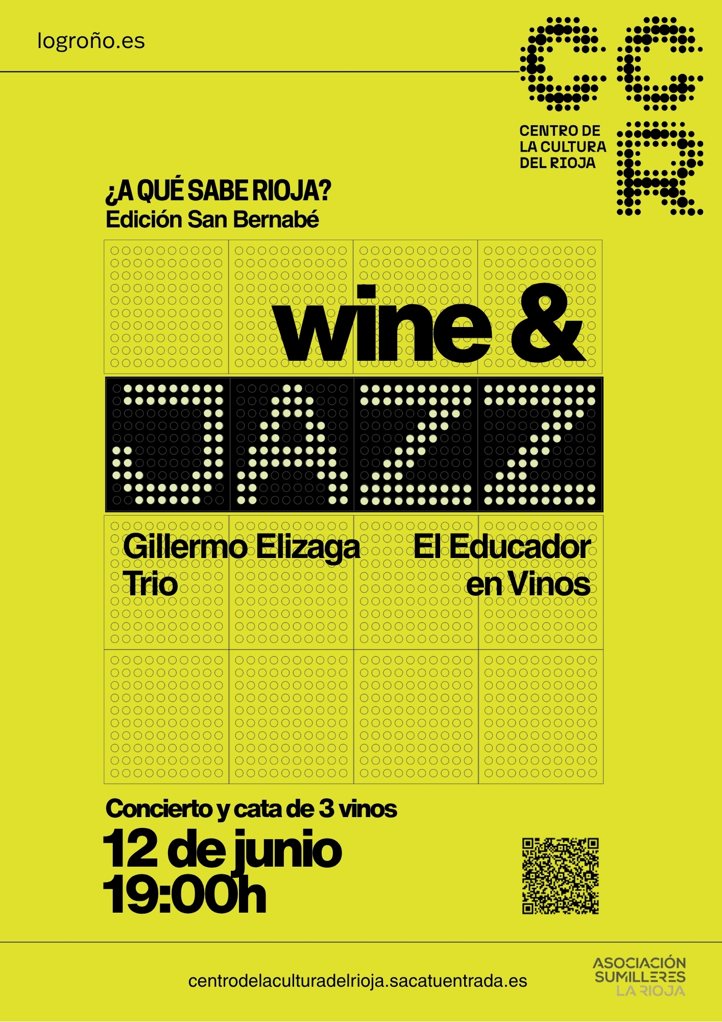 Cartel anunciador edición especial ¿A qué sabe Rioja? Wine & Jazz en San Bernabé el día 12 de junio de 2026
