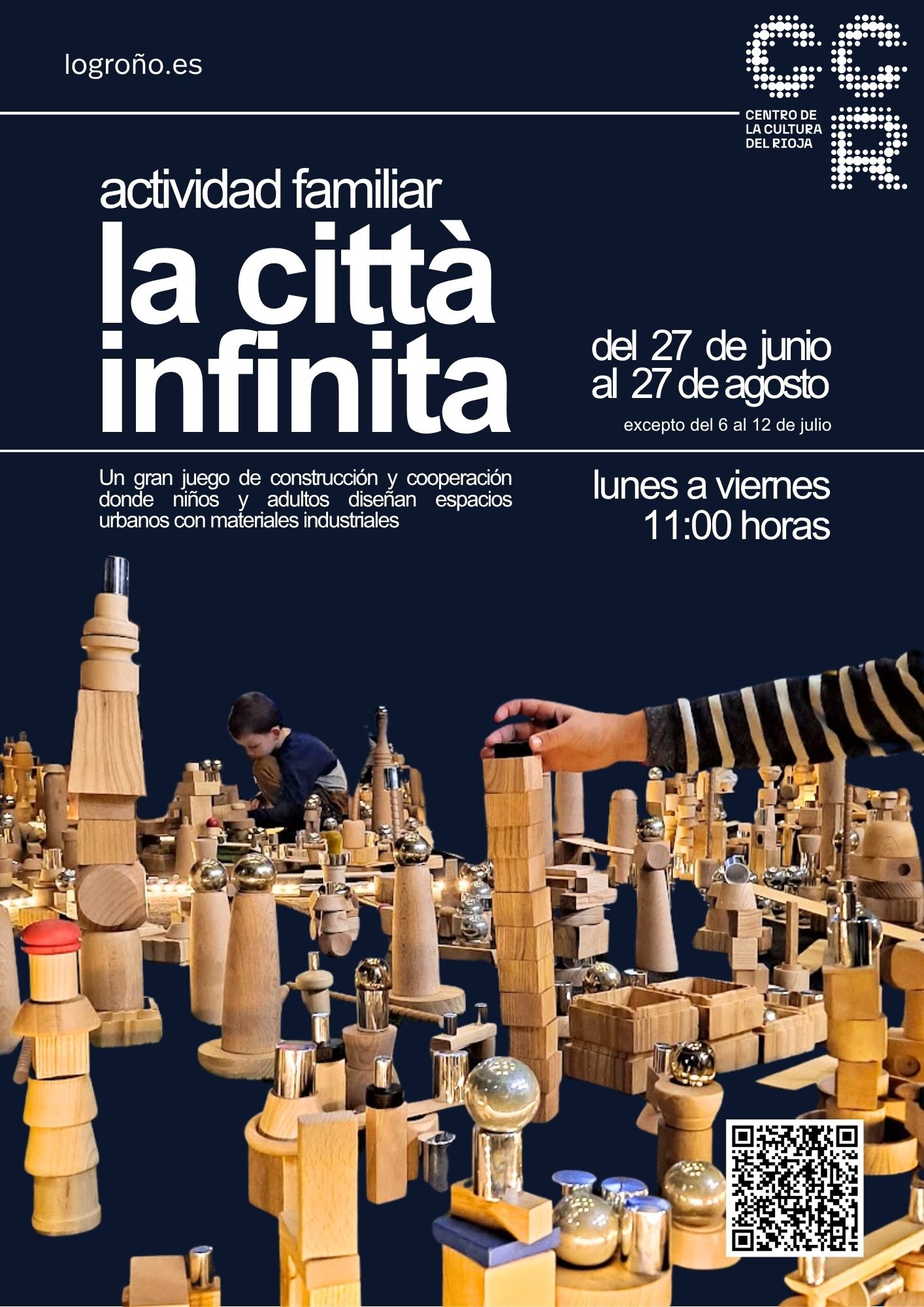 Cartel anunciador de la actividad familiar La Città Infinita